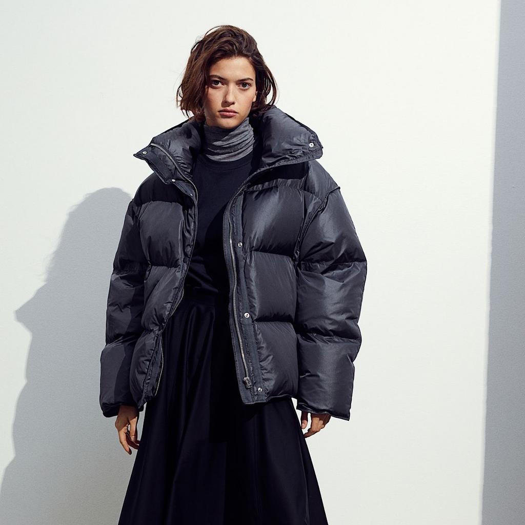 H&M PREMIUM SELECTION  DOWN PUFFER JACKET Dark grey M00211