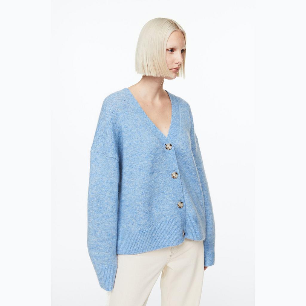 МОХЕРОВЫЙ ОВЕРСАЙЗ КАРДИГАН H&M PREMIUM SELECTION цвет Light blue marl / Голубой M00199