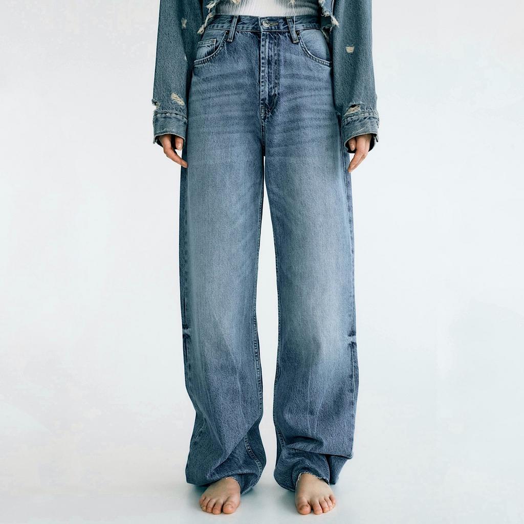 ДЖИНСЫ ZARA TRF WIDE-LEG HIGH-WAIST FULL LENGTH JEANS BLUE M00512
