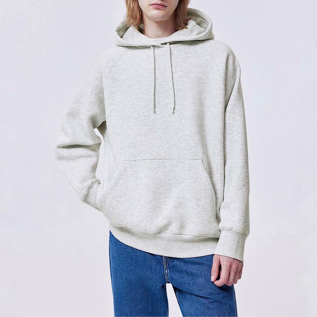 H&M OVERSIZED FIT HOODIE Light grey marl / Серый M00216