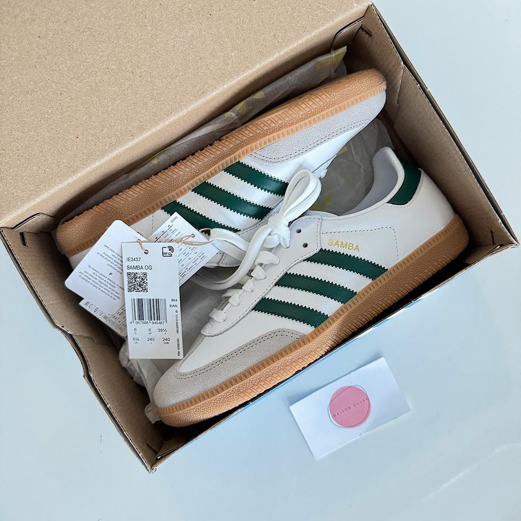 ADIDAS SAMBA OG SHOES White / Green / Gum IE3437
