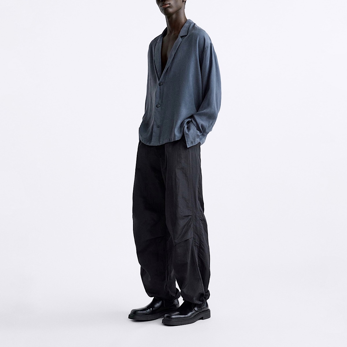 МУЖСКИЕ СПОРТИВНЫЕ БРЮКИ ZARA TECHNICAL PARACHUTE TROUSERS BLACK