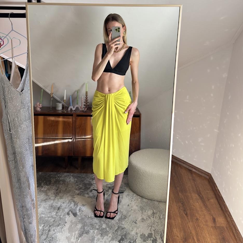 ЮБКА H&M DRAPED SKIRT Neon yellow / неоновый желтый M001651