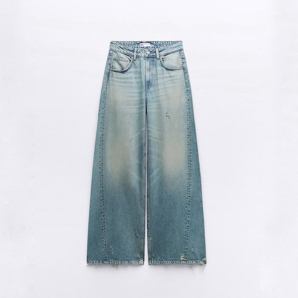 СУПЕР ШИРОКИЕ ДЖИНСЫ ZARA TRF SUPER WIDE-LEG LOW-RISE JEANS BLUE M00515