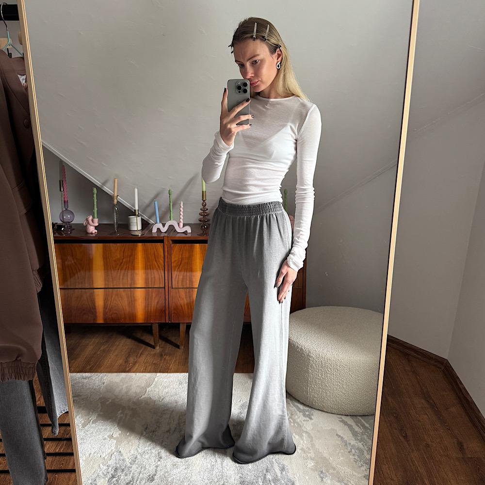 ШИРОКИЕ ПЛЮШЕВЫЕ БРЮКИ ZARA FADED-EFFECT PLUSH TROUSERS ЦВЕТ DARK GREY / ТЕМНО-СЕРЫЙ M00464