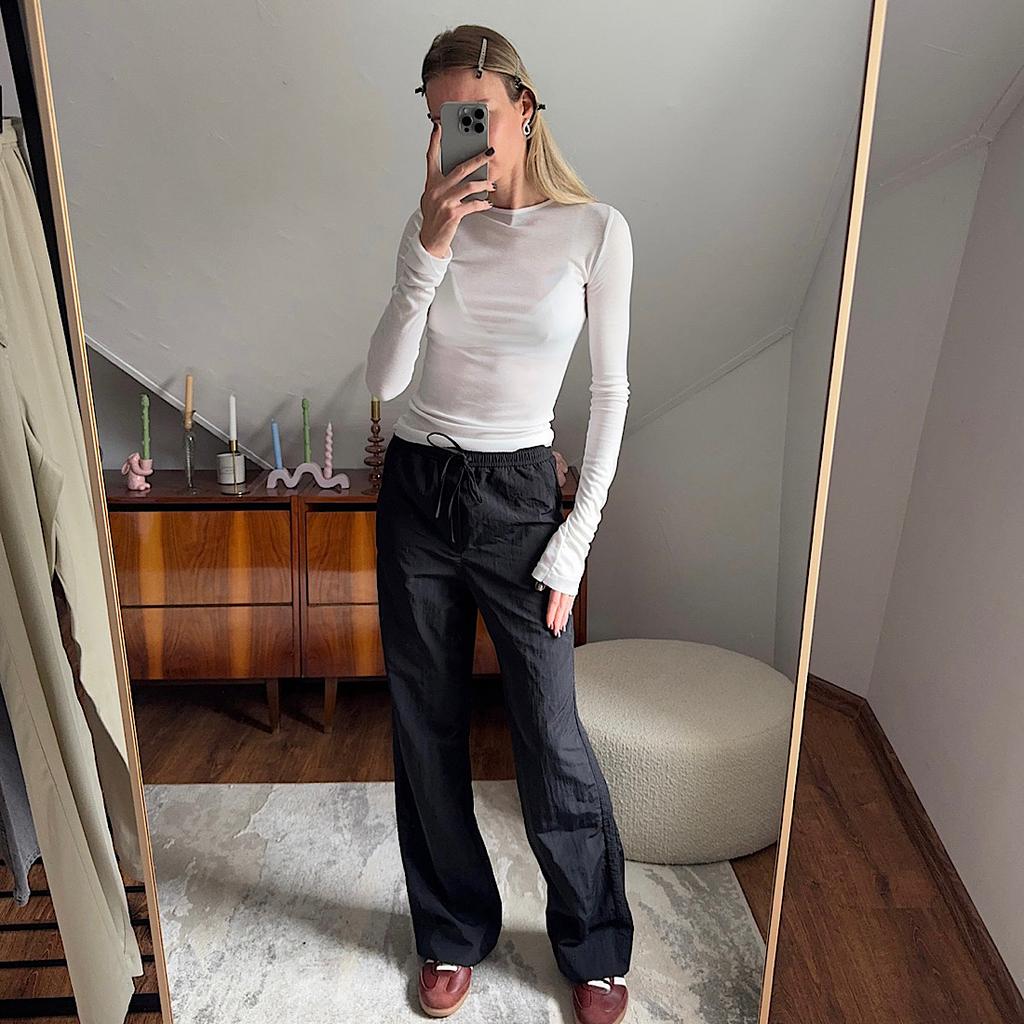 НЕЙЛОНОВЫЕ БРЮКИ В ПИЖАМНОМ СТИЛЕ ZARA ЦВЕТ ЧЕРНЫЙ M00430