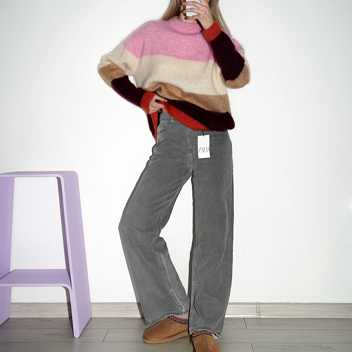 РАССЛАБЛЕННЫЕ ДЖИНСЫ С ВЫСОКОЙ ПОСАДКОЙ ZARA TRF LOOSE FIT HIGH-WAIST JEANS GREY / СЕРЫЙ M00506