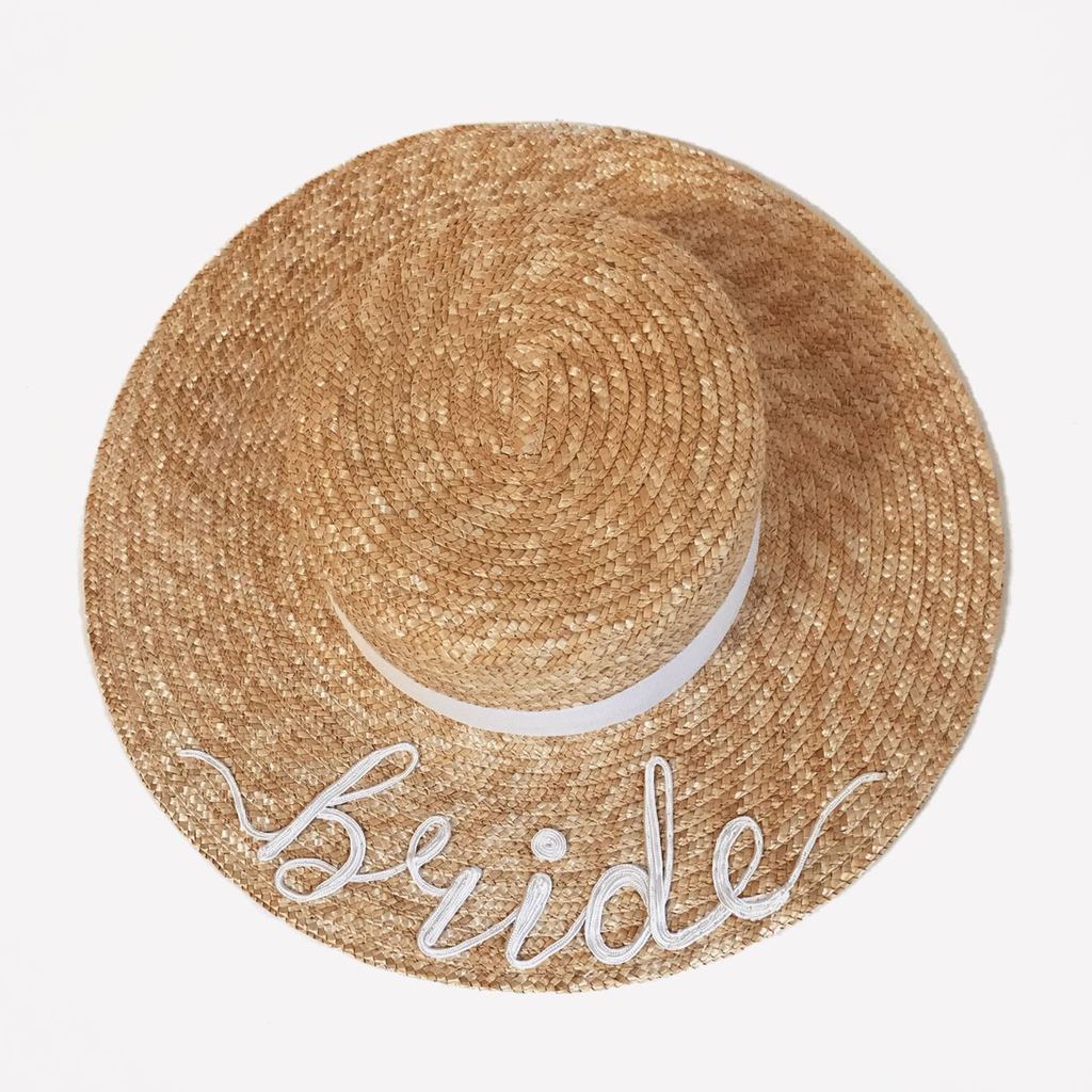 Канотье из соломы с ручной вышивкой 3D "Bride"