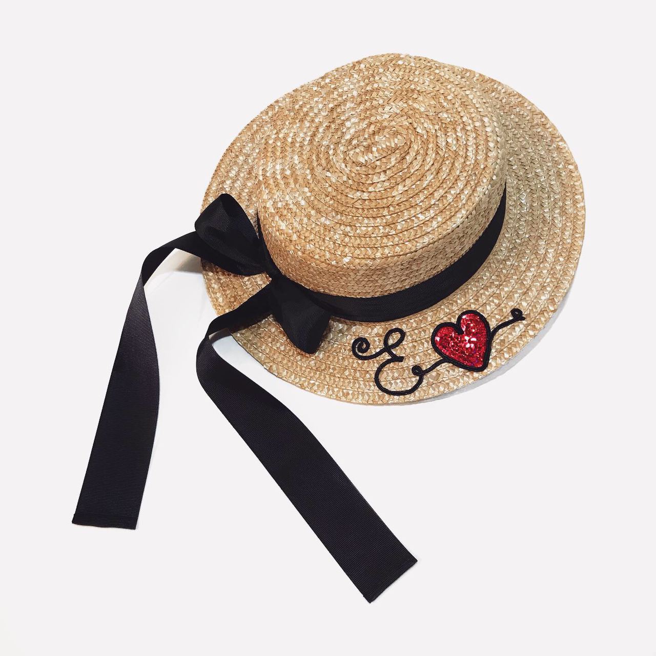 Канотье из соломы с ручной  вышивкой персонализация