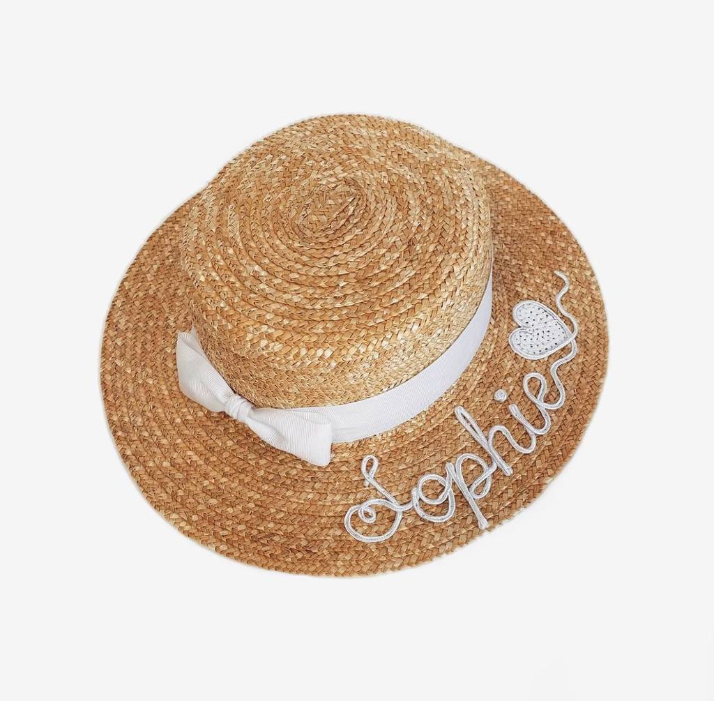 Шляпа канотье соломенное с персональной вышивкой