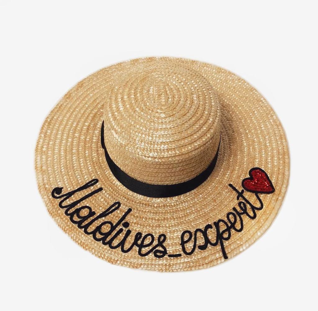 Шляпа канотье поля 10 см из соломы с ручной вышивкой «Maldives _expert»