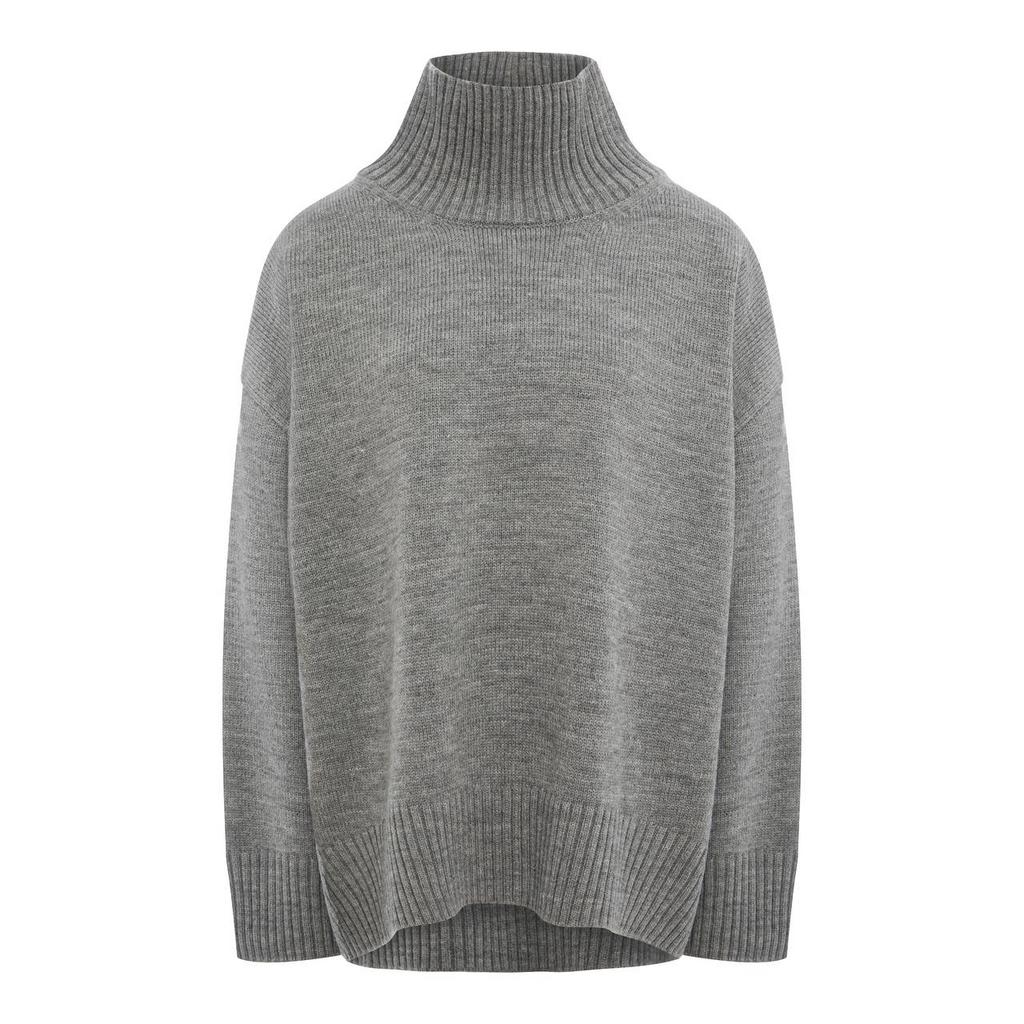 Свитер с высоким горлом и свободной посадкой BASE/серый меланж