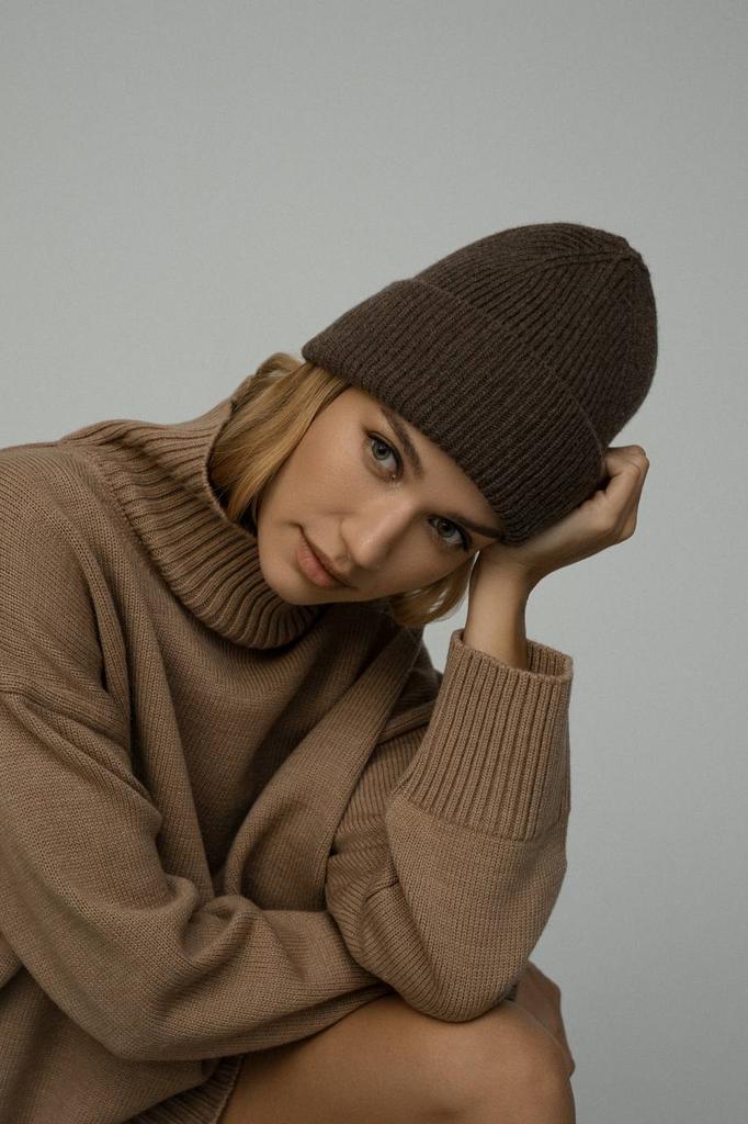 Шапка из итальянской шерсти с кашемиром /шоколад