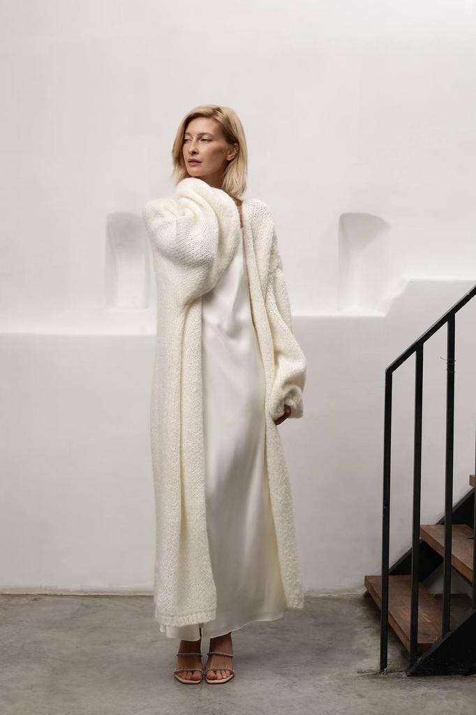 Кардиган макси из итальянского мохера/пломбир