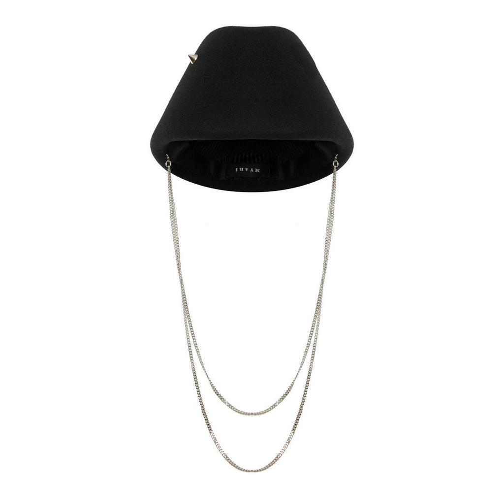 Пилотка из шерсти с двойной цепью/черный