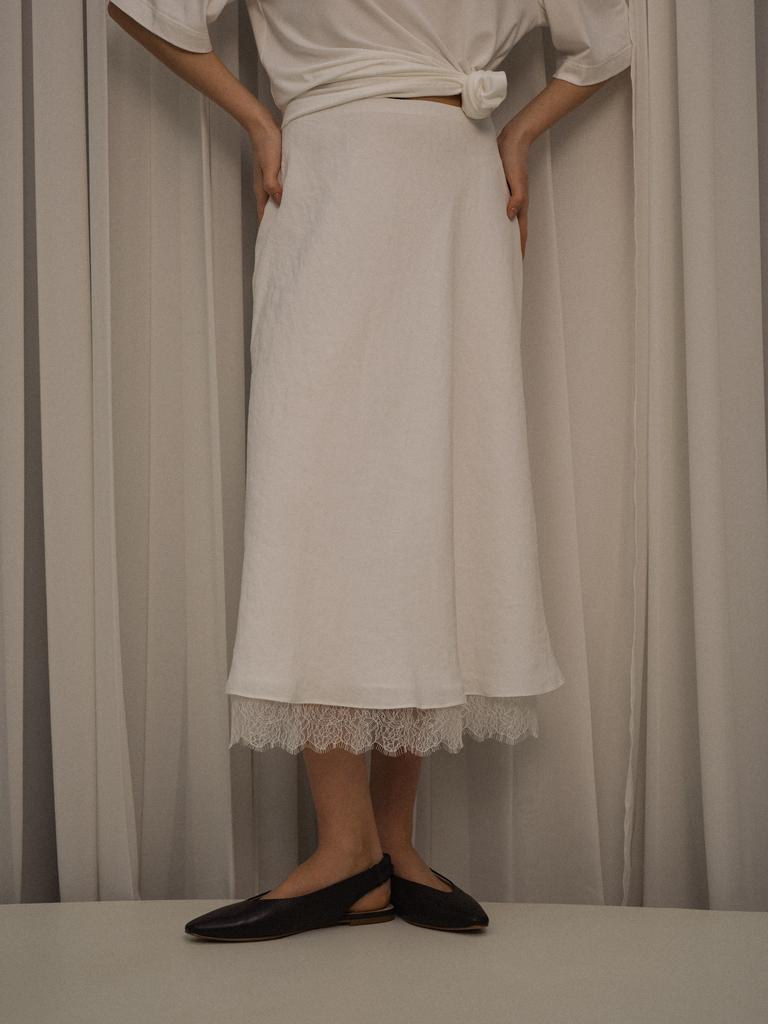 Юбка миди из модала с кружевом шантильи