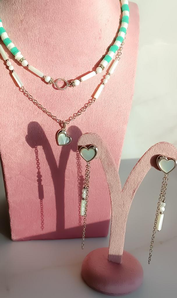 Сет украшений из перламутра "Биение сердец"