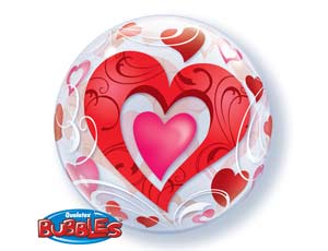 П BUBBLE 22" Сердца красные и Завитки