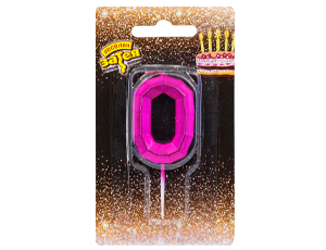 Свеча -цифра "0" Диамант Маджента 4,5смV