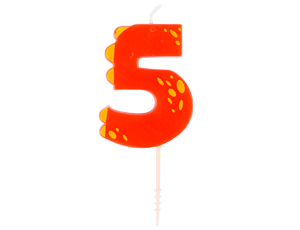 Свеча -цифра "5" Динозаврик 6см/V