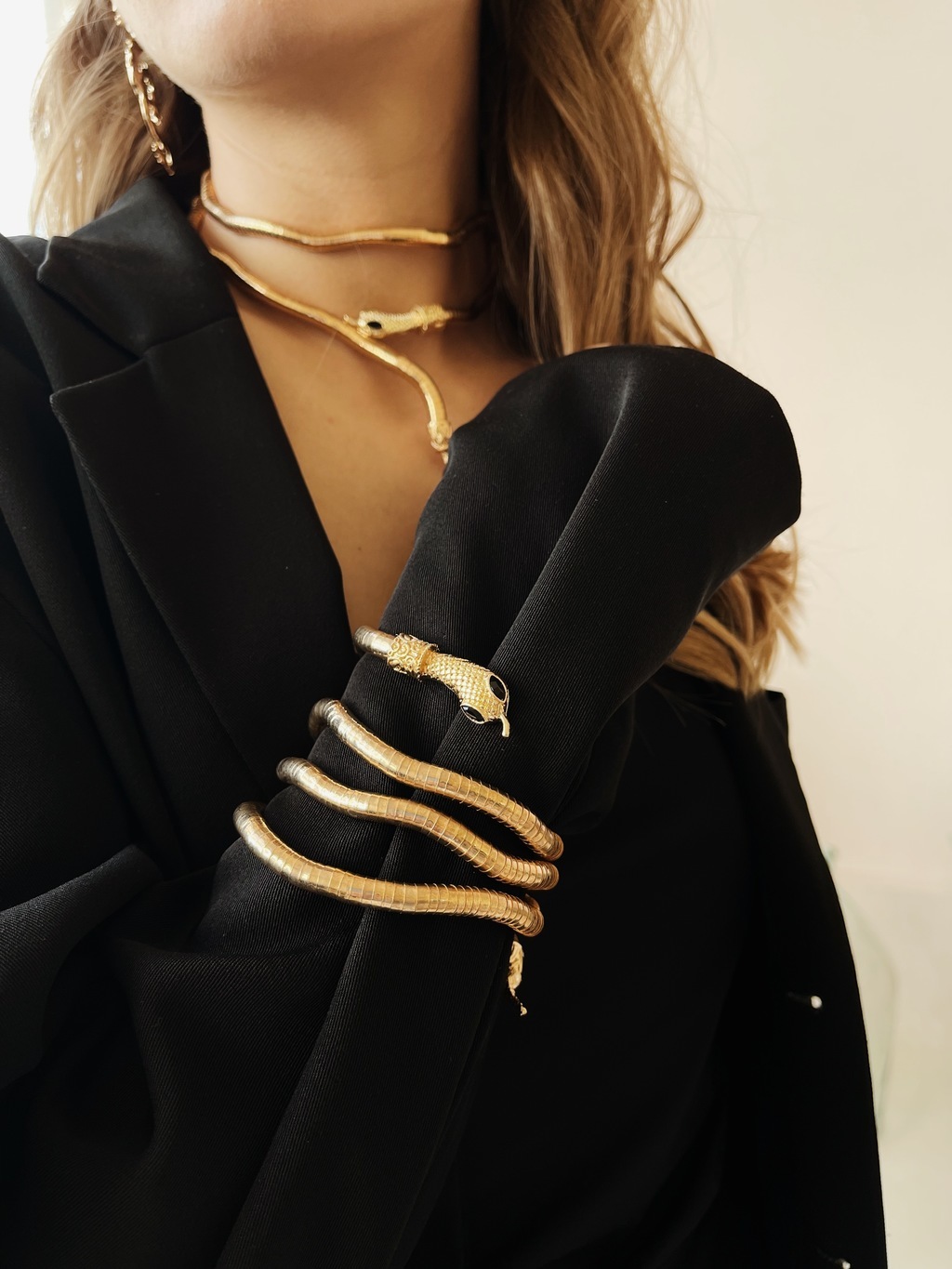 Колье-трансформер Змейка в золотом цвете