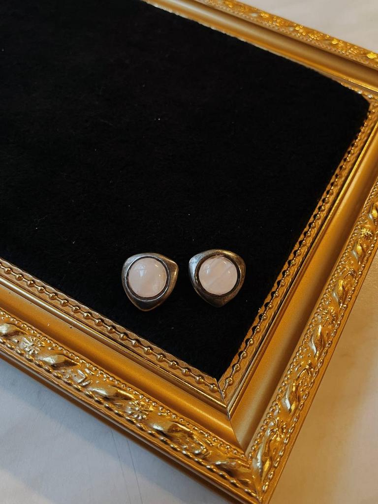 Винтажные серьги с розовым кварцем