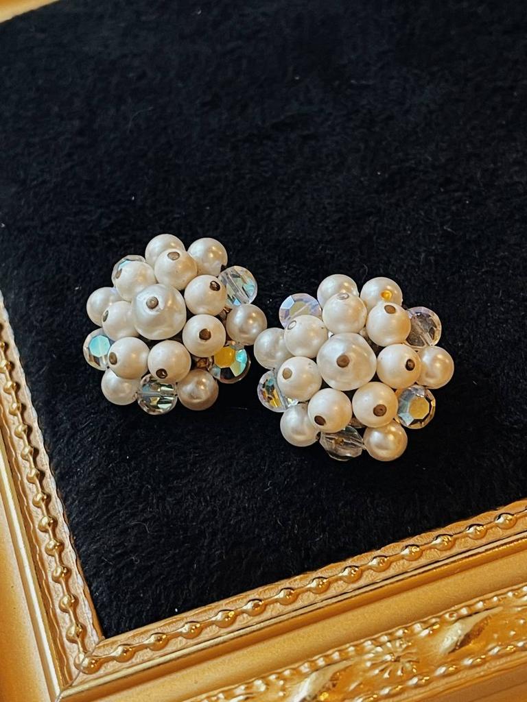 Винтажные клипсы «Россыпь жемчуга-1»