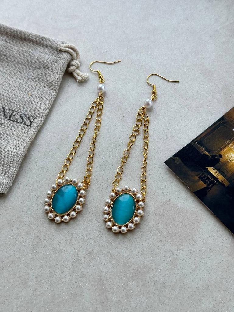 Серьги синяя капля