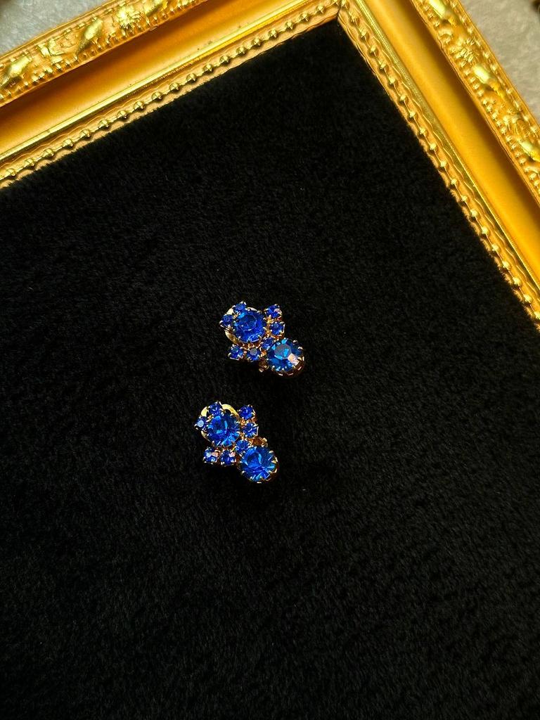 Винтажные клипсы «Синяя россыпь»