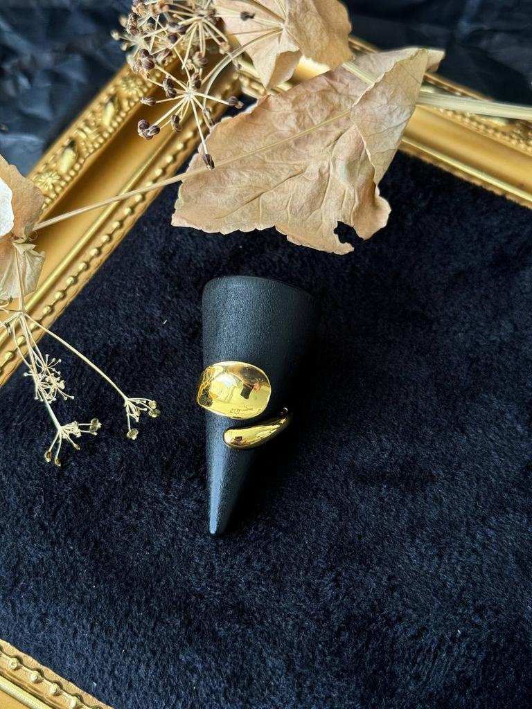 Кольцо «Две капли» в золотом оттенке, регулируемое