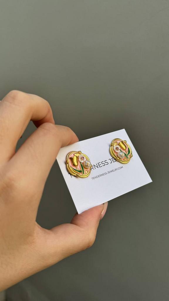 Серьги «Цветы в раме»