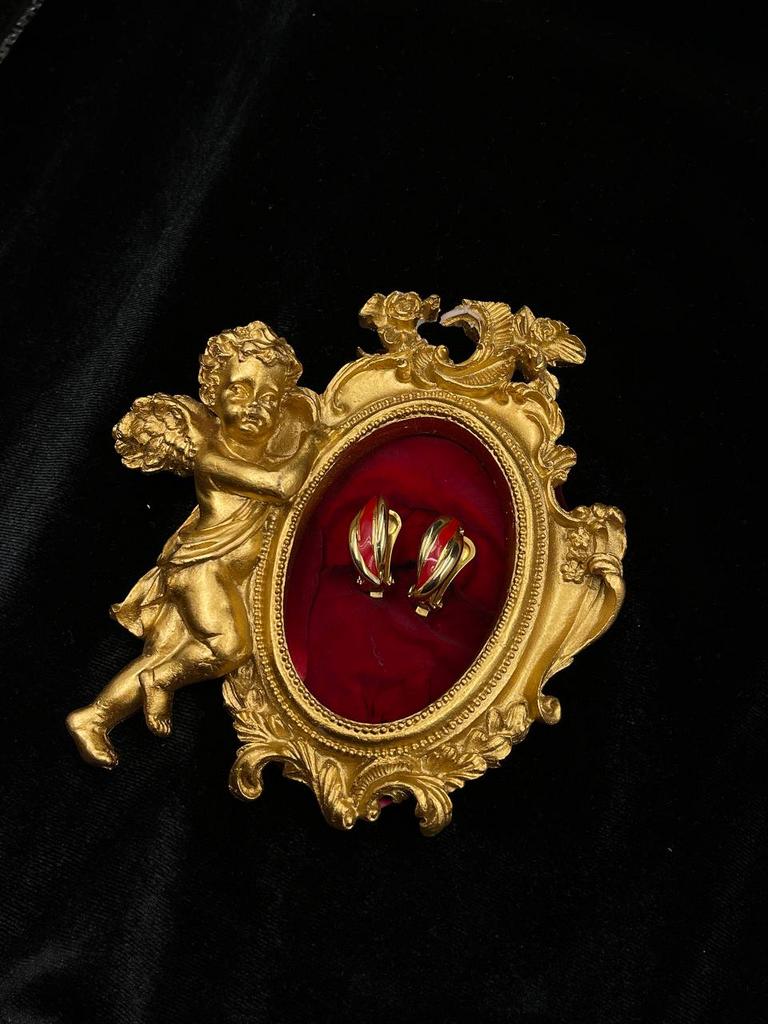 Винтажные клипсы с красными вставками