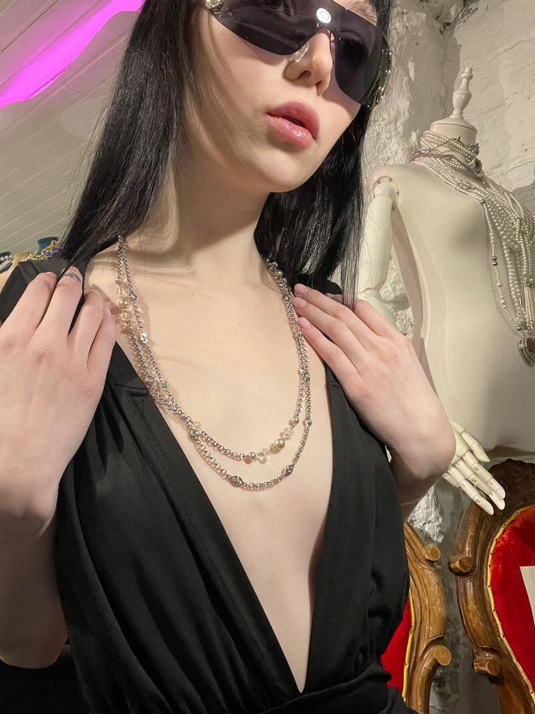 Винтажное колье «С бусинами тонкое»