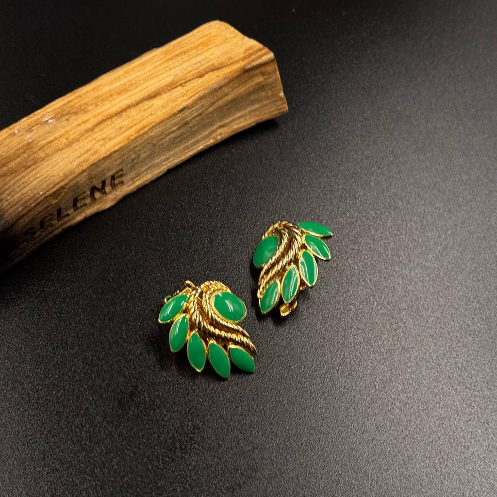Винтажные Клипсы "Эмалевые листья"