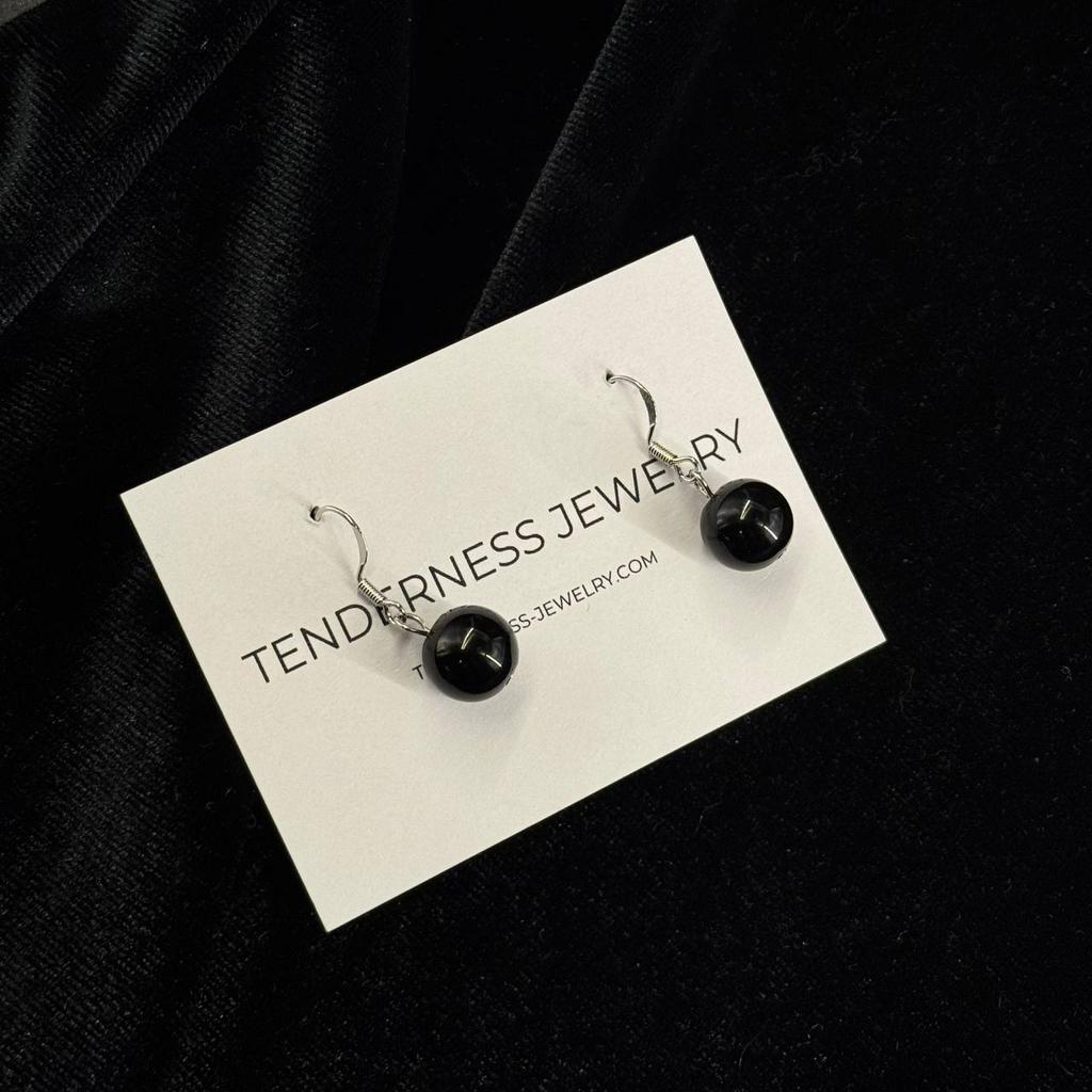 Серьги с черным жемчугом