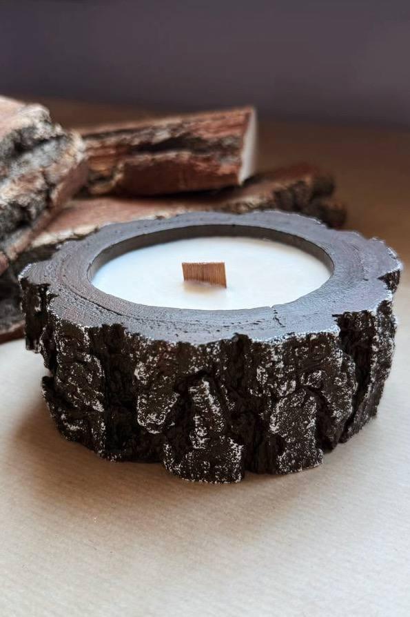 Свеча-шкатулка "Пень черный"