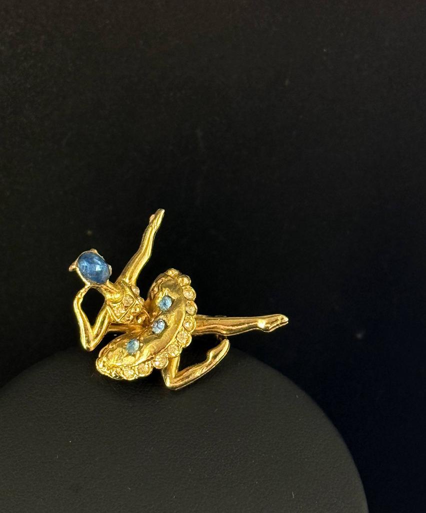 Винтажная брошь «Балерина с синим камнем» 60е годы
