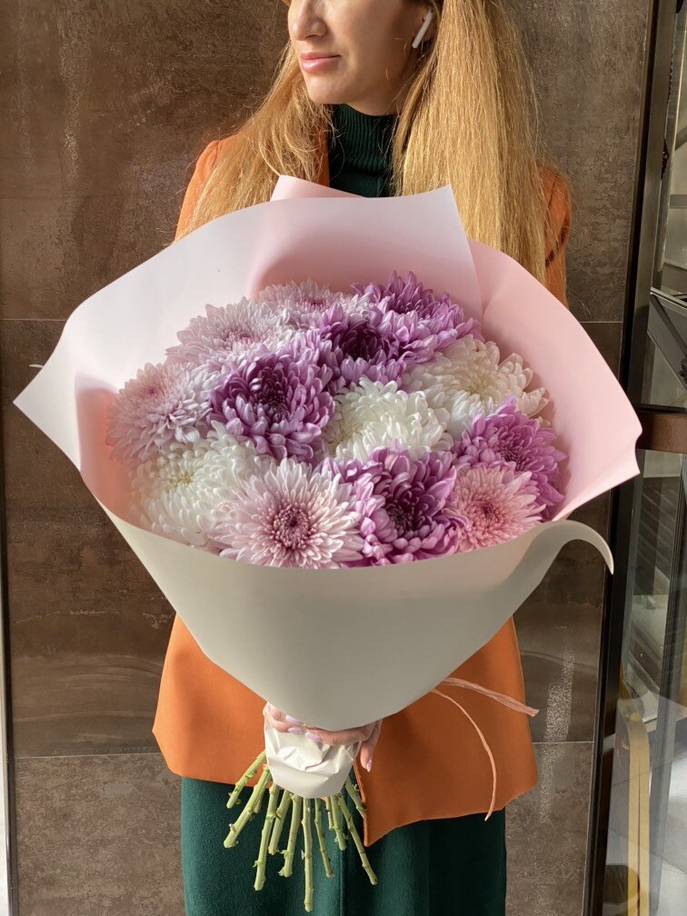 Микс из нежных хризантем 11 шт № 673