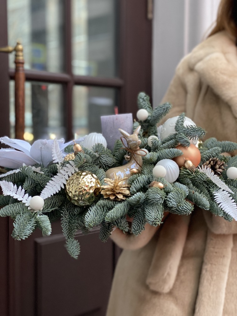 Новогодняя Композиция со свечой №713