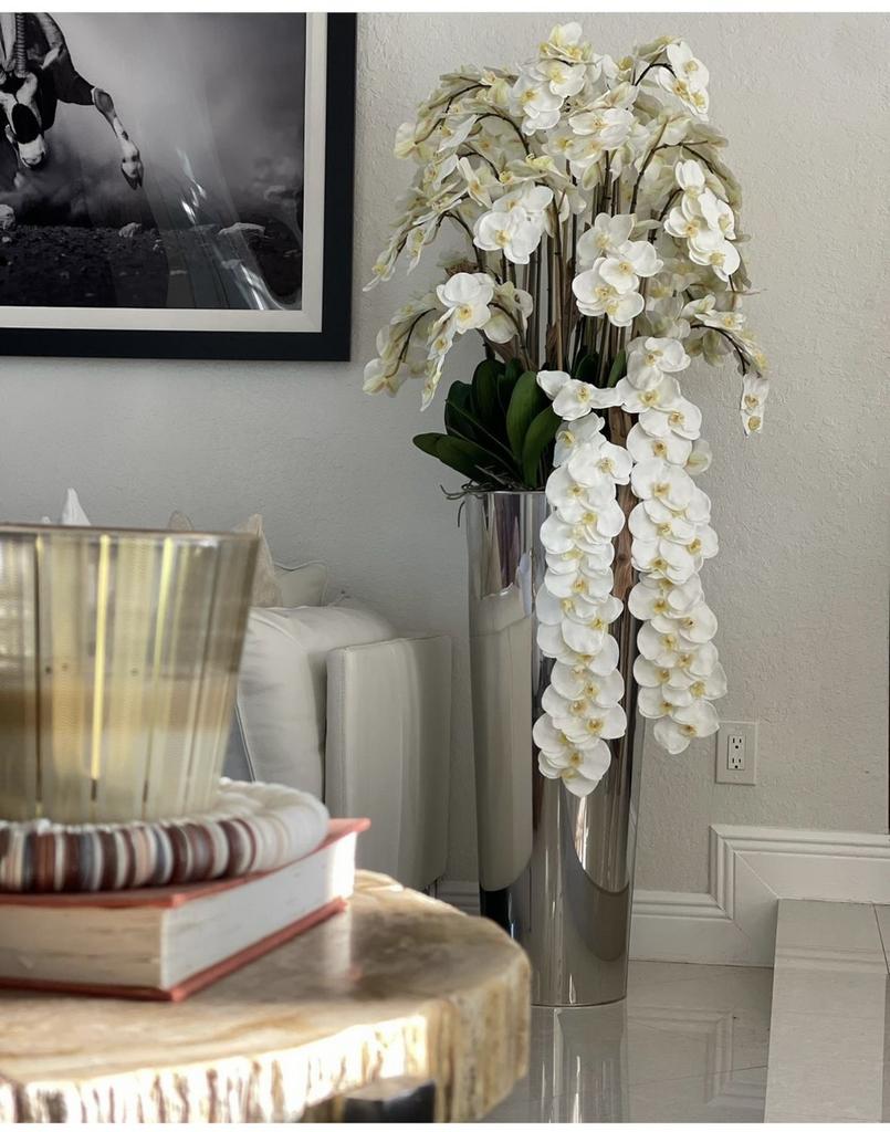 Водопад из орхидей в кашпо искусственные №1051