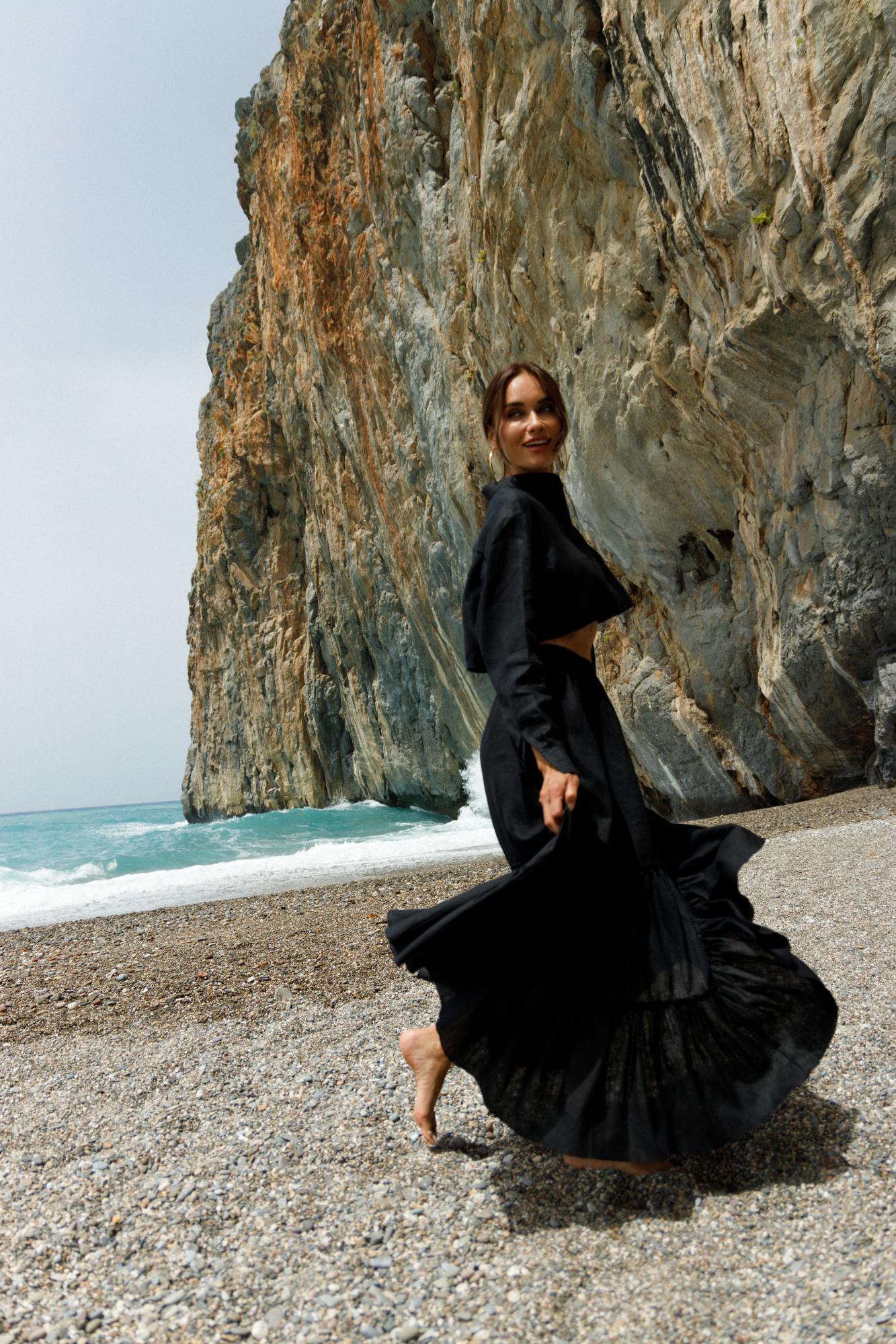 Юбка миди ярусная изо льна