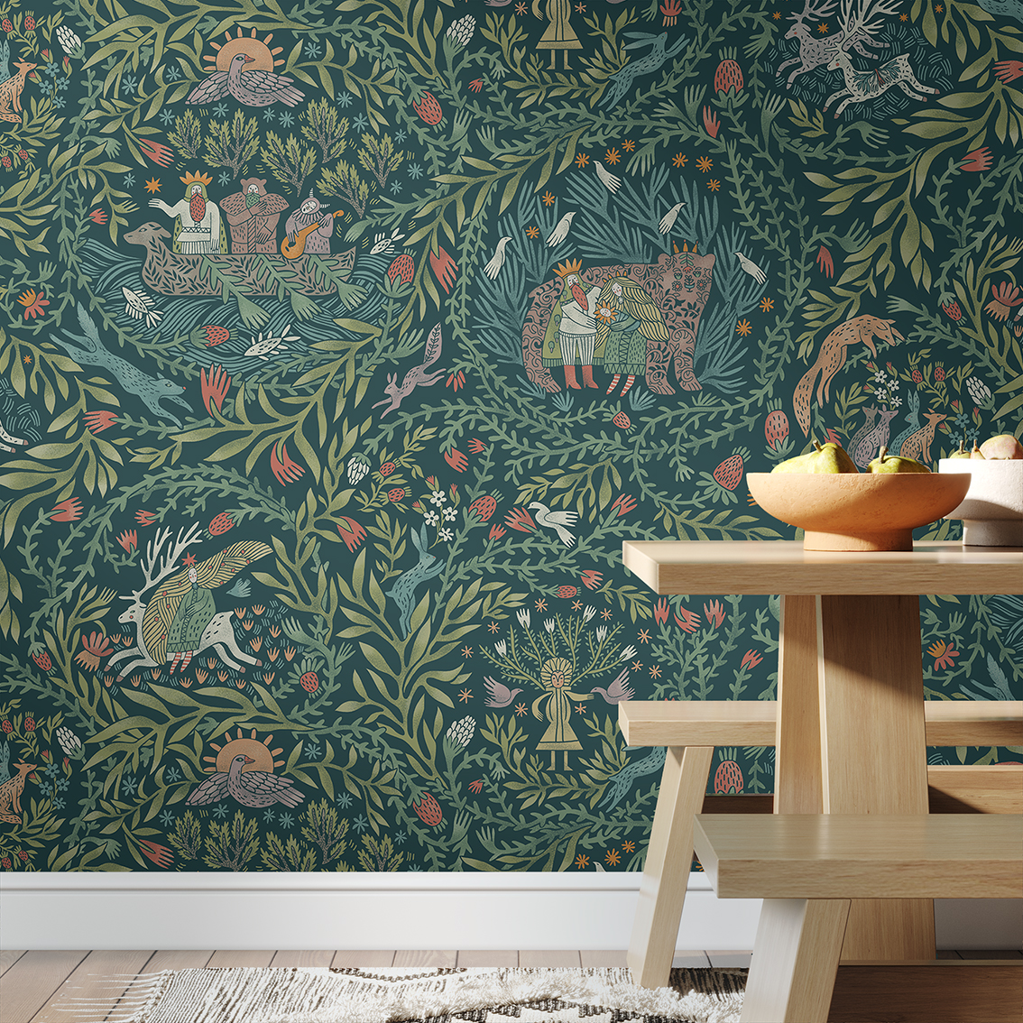 Фотообои Биармия (зеленый фон)