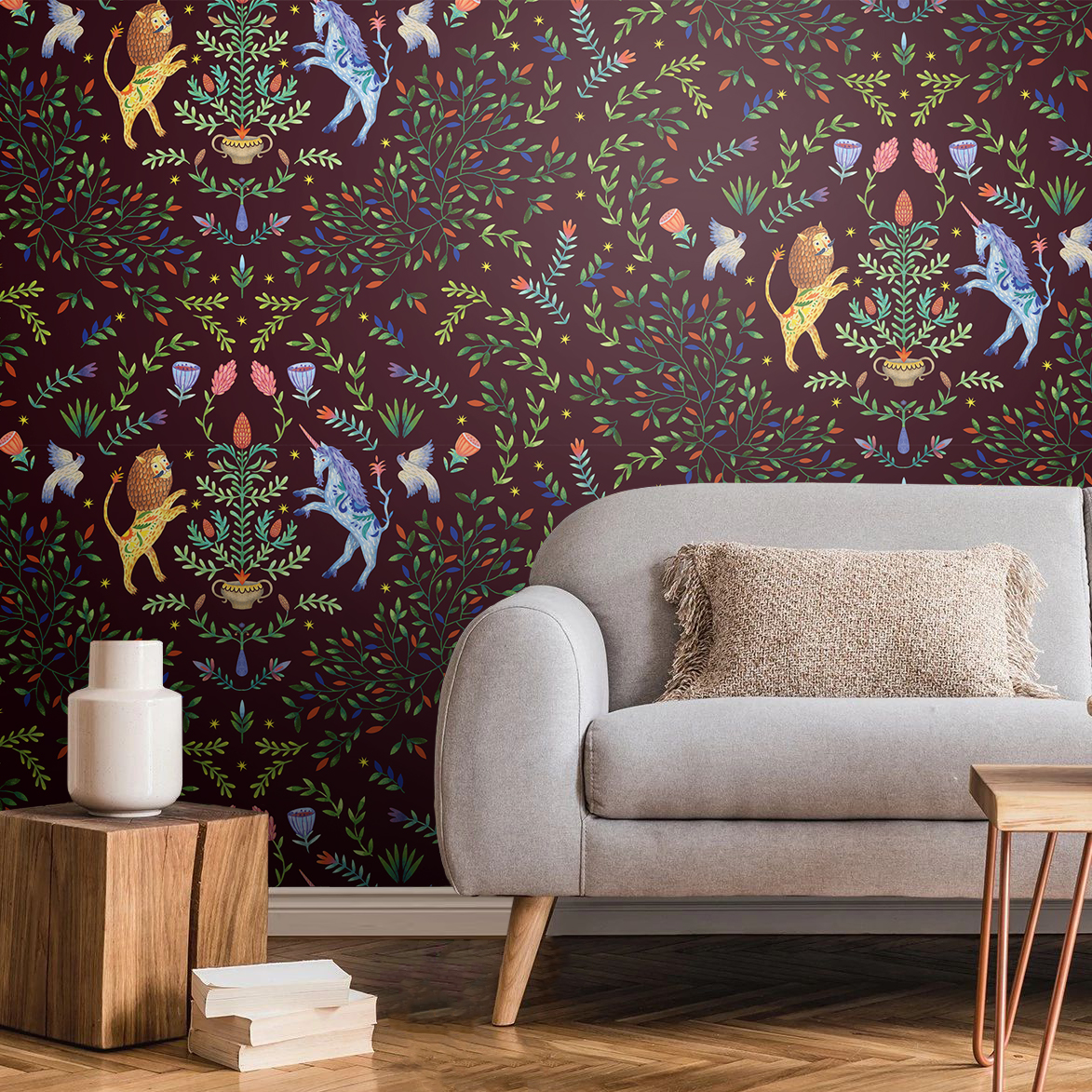 Фотообои Керка (бордовый фон)