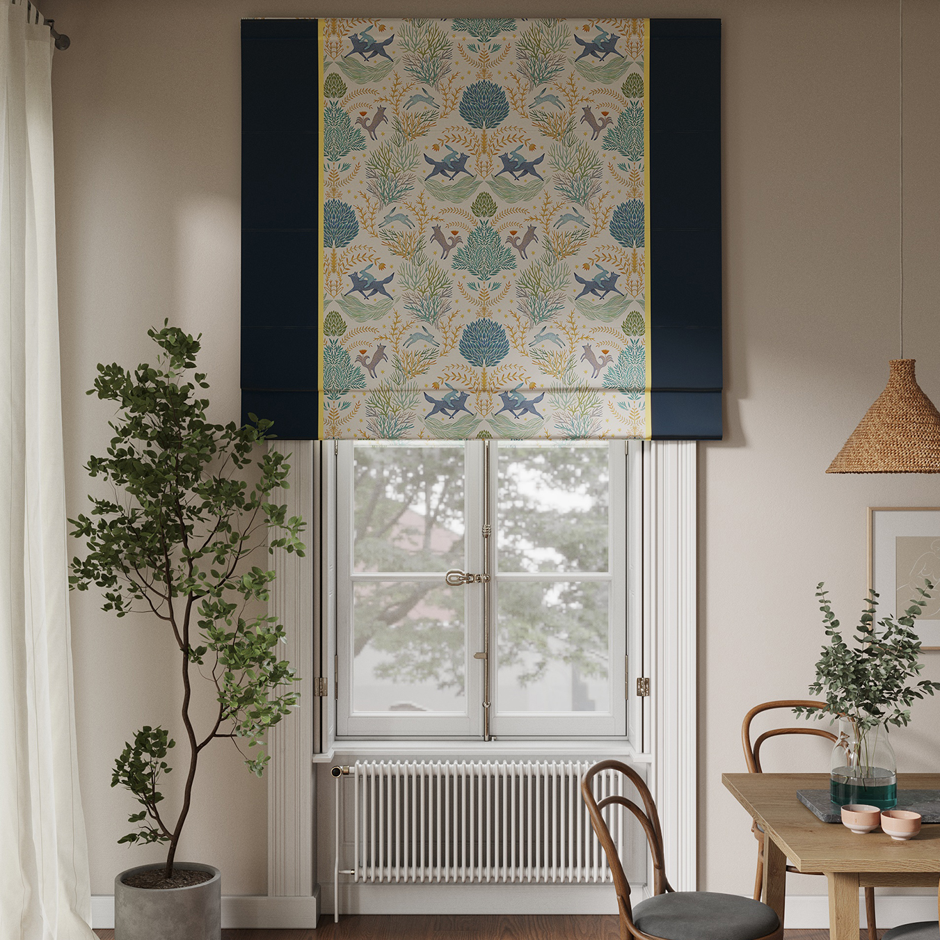 Римская штора Метсола (светлый фон, темная ткань)