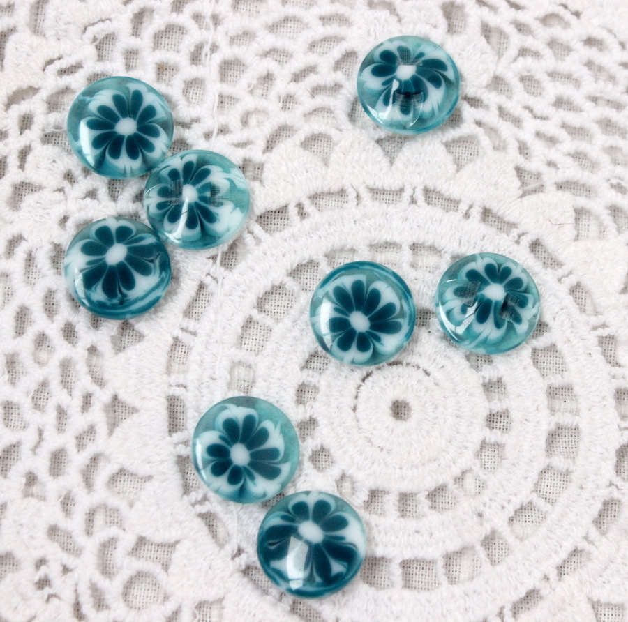-Пуговицы, с цветком голубая