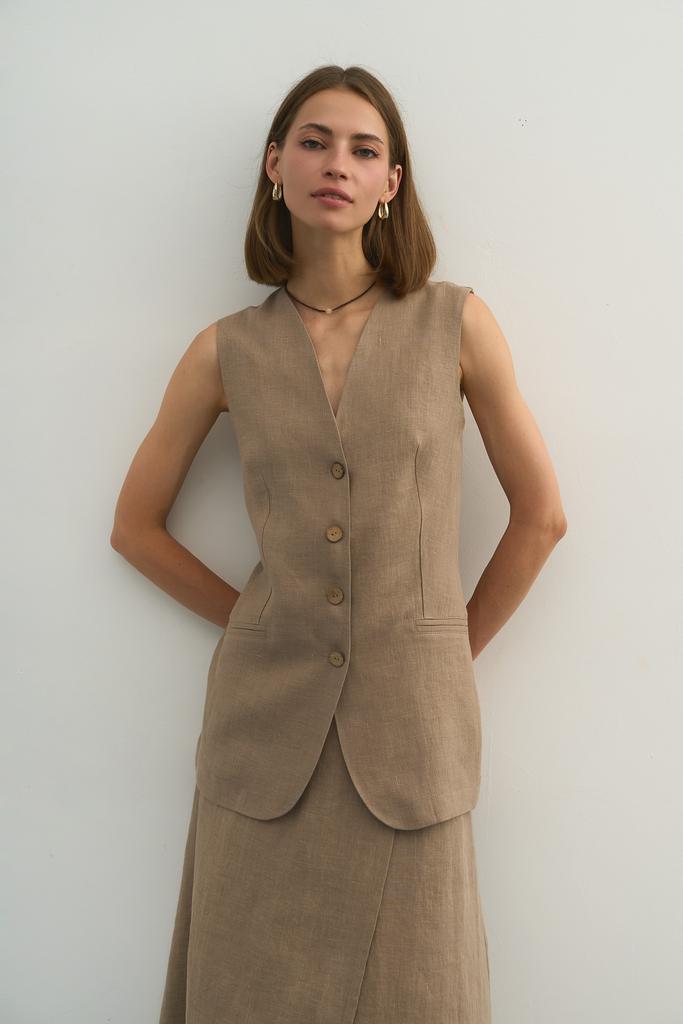 Жилет удлиненный льняной Mosoon