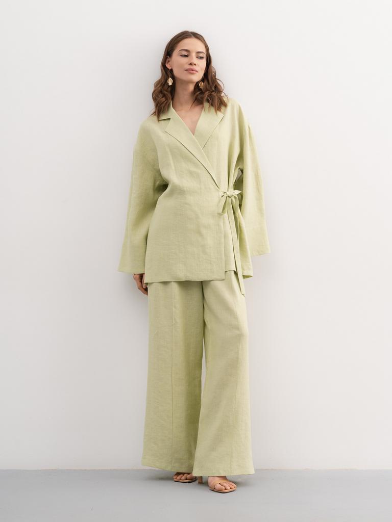 Льняной женский костюм фисташковый купить в интернет-магазине Pure Linen
