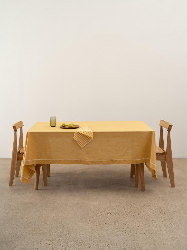 Скатерть хлопковая с кружевом в жёлтом цвете - Pure Linen