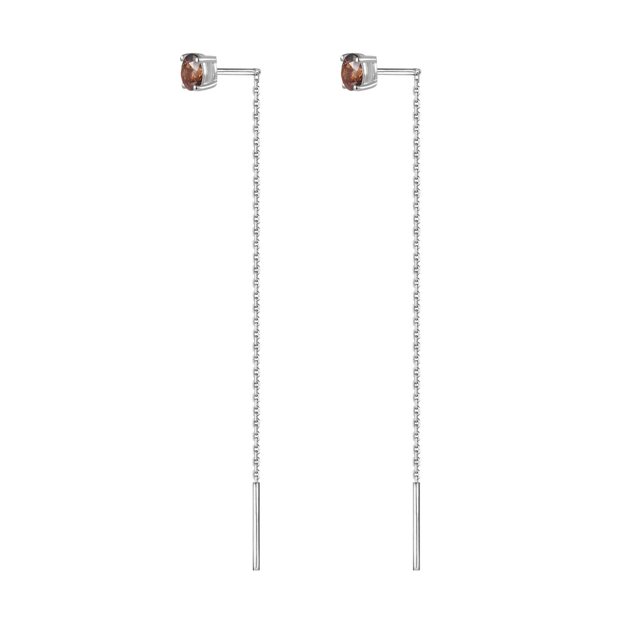 Серьги-протяжки Stone+Chain Cognac