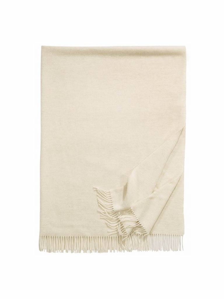 Плед с бахромой Boston Eagle, 100% овечья шерсть, 130x200см, Off-white (молочный)
